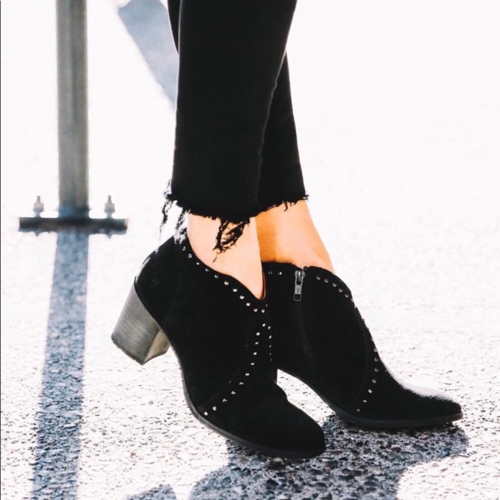 Frye Nora Stud Genuine Suede Zip Ankle Booties - Picture 4 of 15